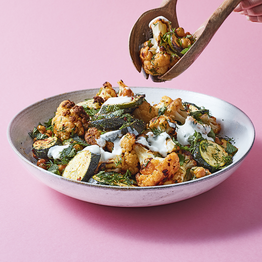 Spiced Courgette, Cauliflower and Chickpea Salad