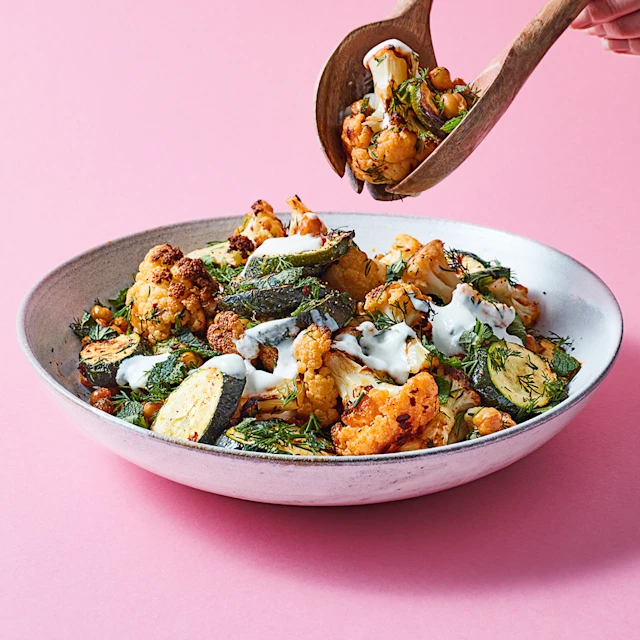 Spiced Courgette, Cauliflower and Chickpea Salad