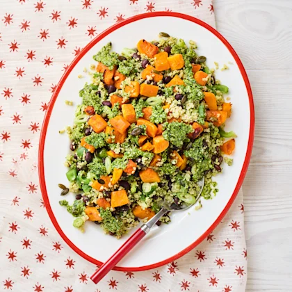 Butternut Squash and Black Bean Salad with Pumpkin Seed Salsa