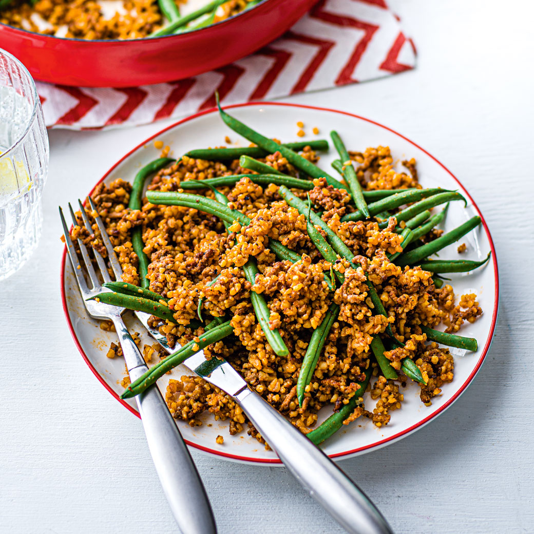 Beef Bulgur and Couscous with Green Beans