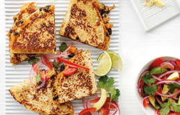 Sweet Potato Quesadillas with Avocado Salad