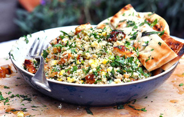 Chili Honey Glazed Halloumi Couscous Salad