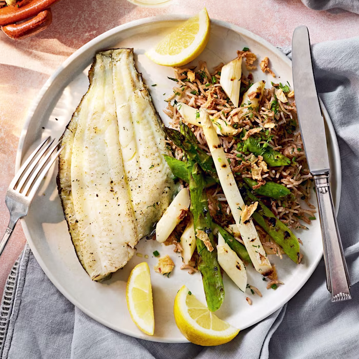 Mixed Asparagus Tamarind Rice with Plaice