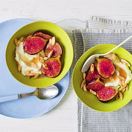 Marsala-fried figs with whipped vanilla mascarpone and toasted almonds