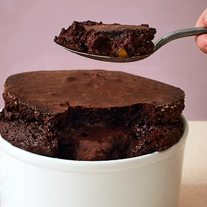 Chocolate Soufflé with Boozy Peel