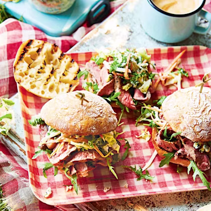 Grilled Steak Sandwich with Blue Cheese Coleslaw