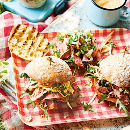 Grilled Steak Sandwich with Blue Cheese Coleslaw