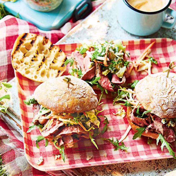 Grilled Steak Sandwich with Blue Cheese Coleslaw