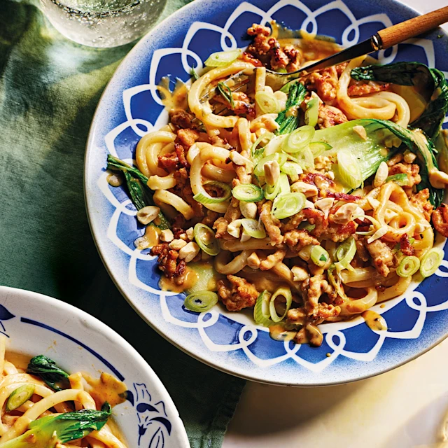 Peanut-Miso Noodles with Chicken Mince