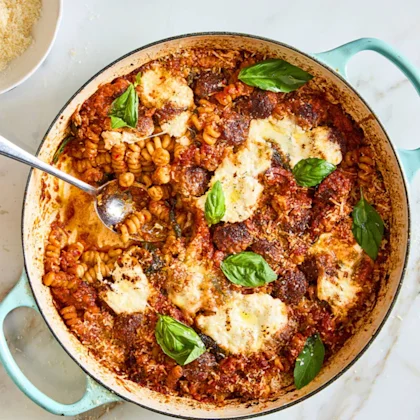 Comfort food doesn't get much better than meatballs and pasta. This one-pan wonder by Yotam Ottolenghi is super quick to assemble, cooking the pasta right in the sauce for maximum flavour.