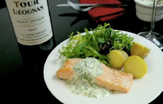 Poached Salmon with Watercress Mayo