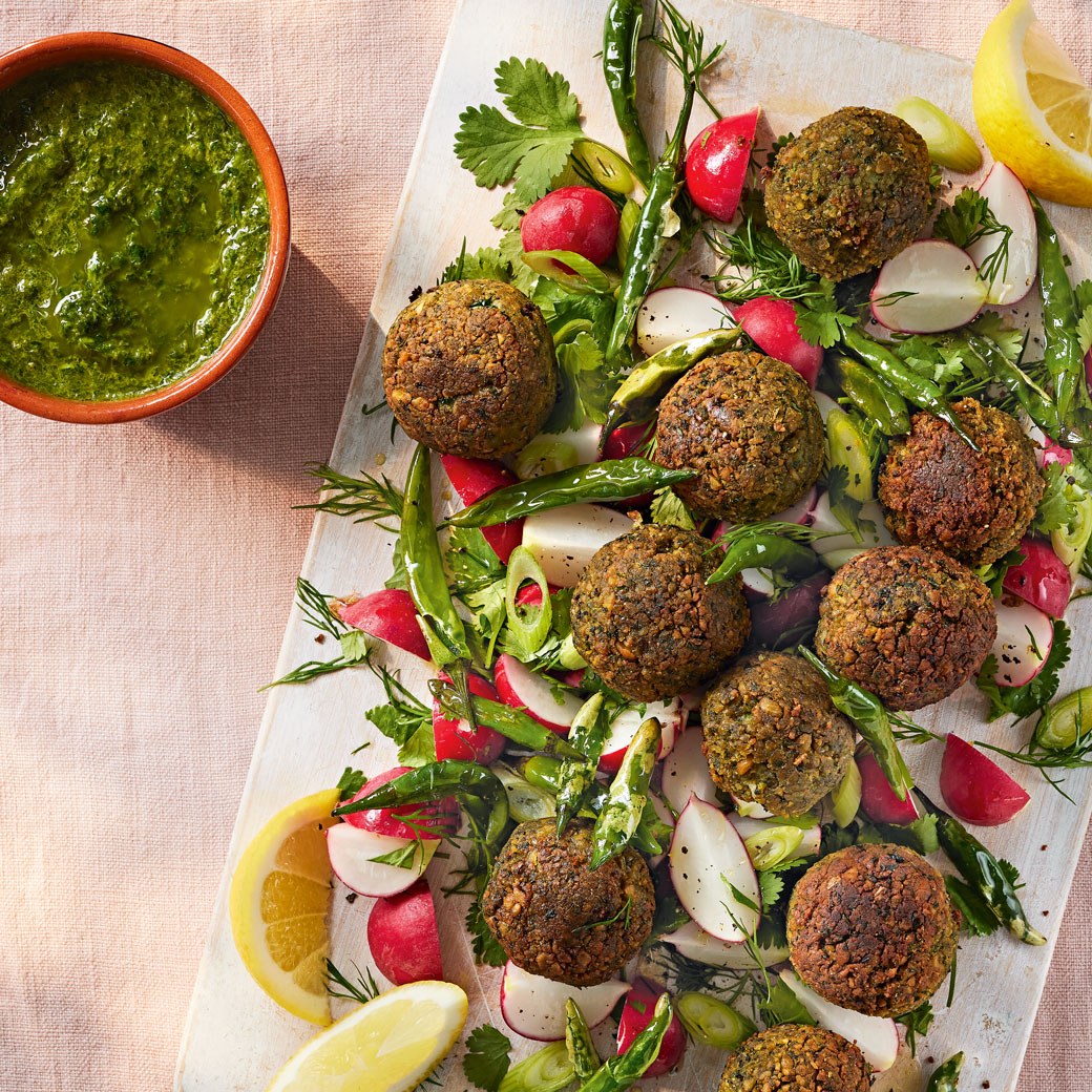 Chickpea Fritters with Coriander Chutney 