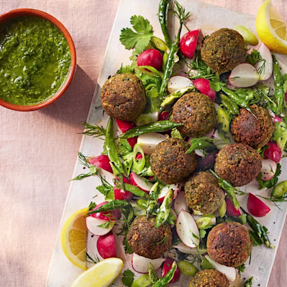 Chickpea Fritters with Coriander Chutney