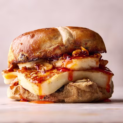 Halloumi and Chilli Oil Hot Cross Bun