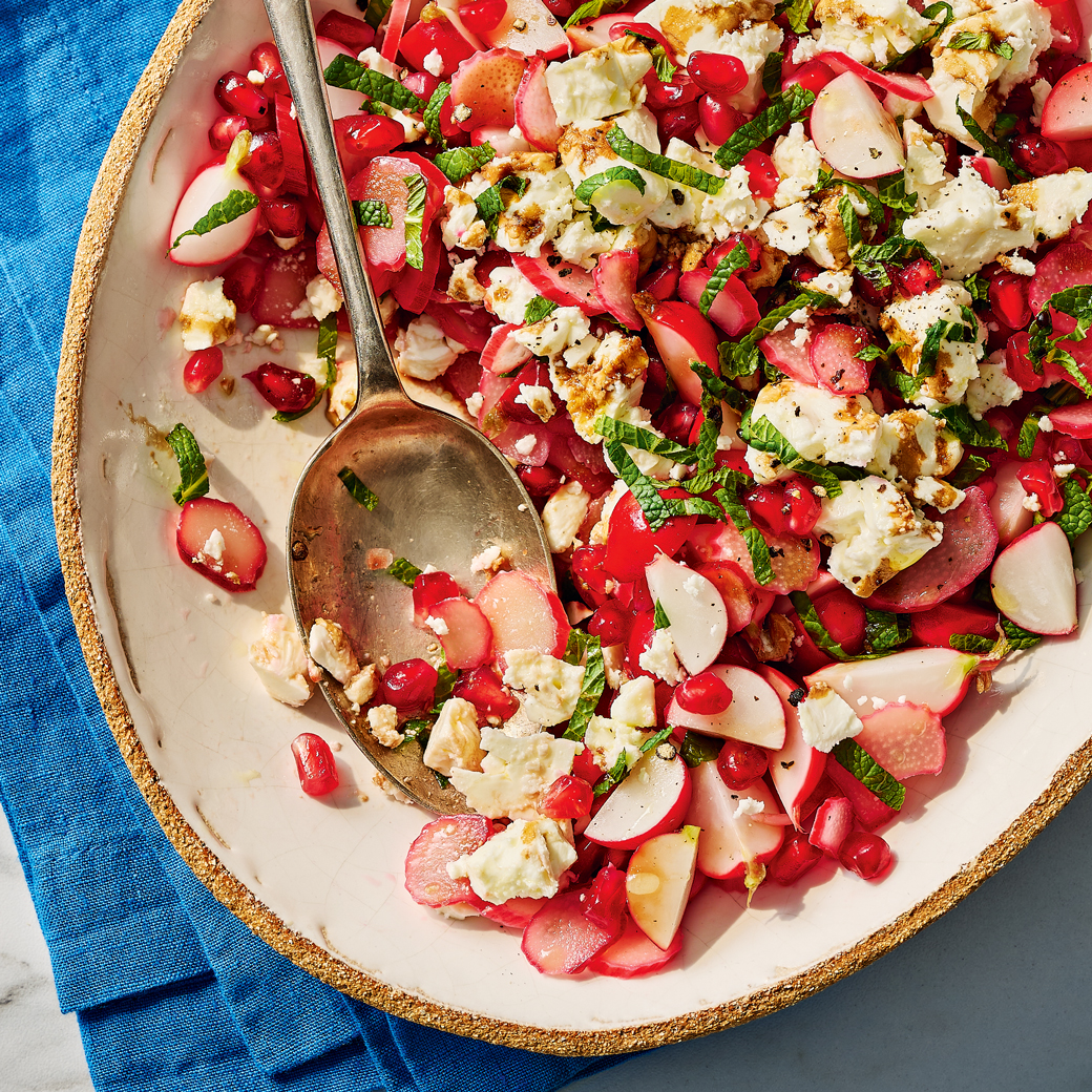 Rhubarb, Radish, Pomegranate and Feta Salad