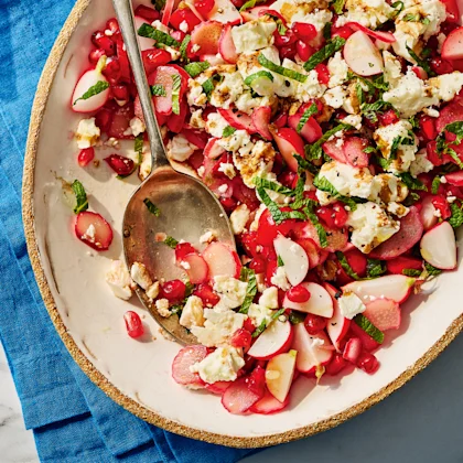 Rhubarb, Radish, Pomegranate and Feta Salad