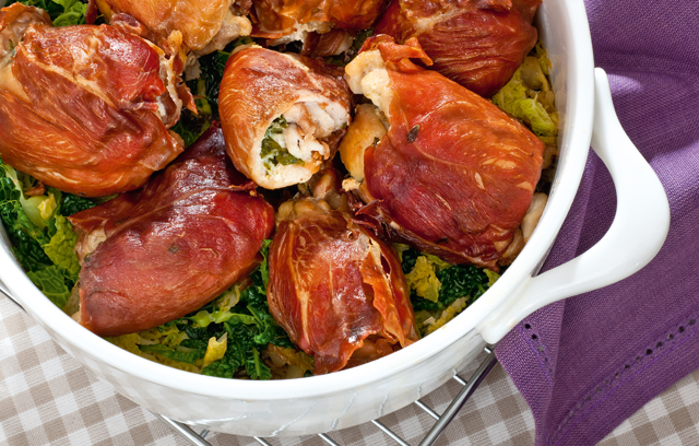Parma Ham Chicken with Cabbage and Lemon