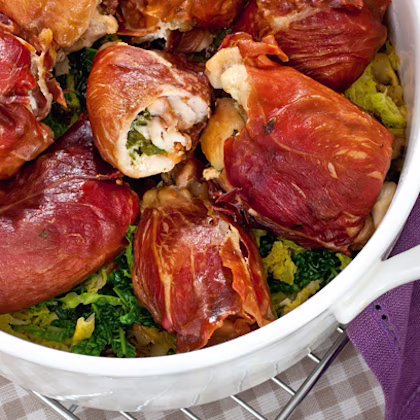 Parma Ham Chicken with Cabbage and Lemon