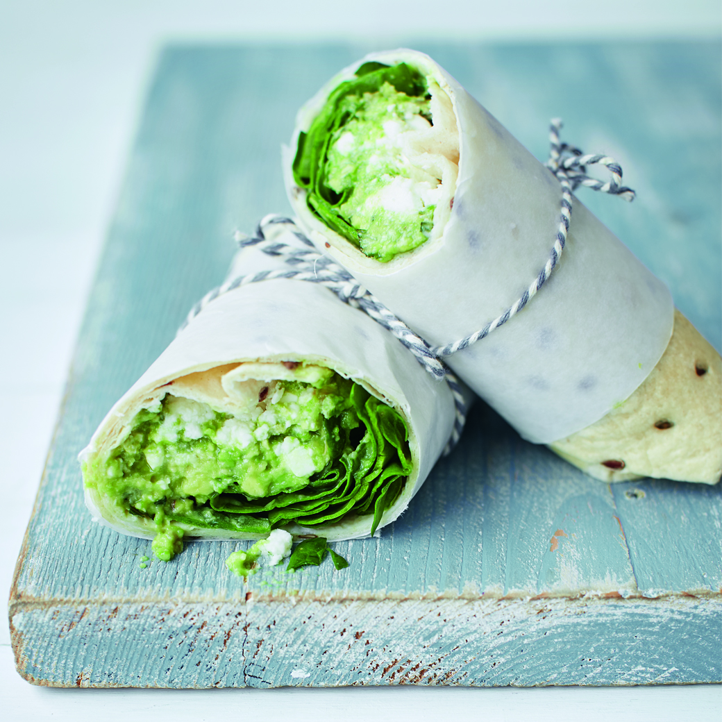 Avocado, Feta & Mint Smash Wraps