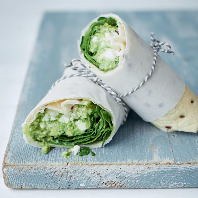 Avocado, Feta & Mint Smash Wraps