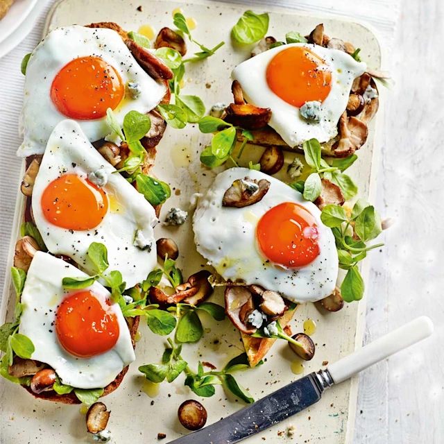 Egg, Truffle, Mushroom & Blue Cheese on Sourdough