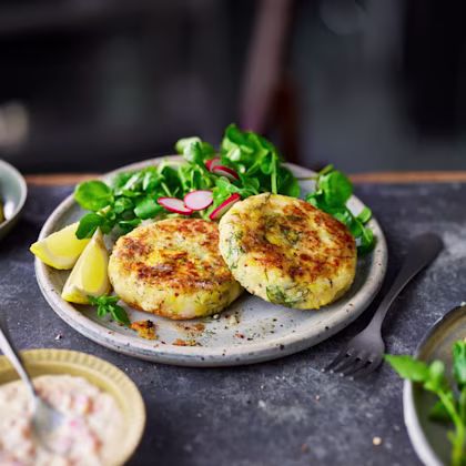 Warm Haddock Fish Cakes with Watercress Salad