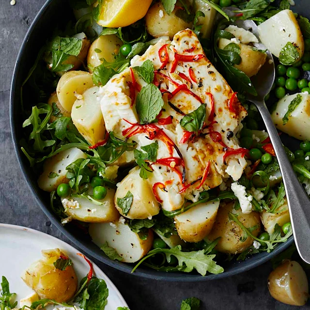 Minty Jersey Royals with baked feta