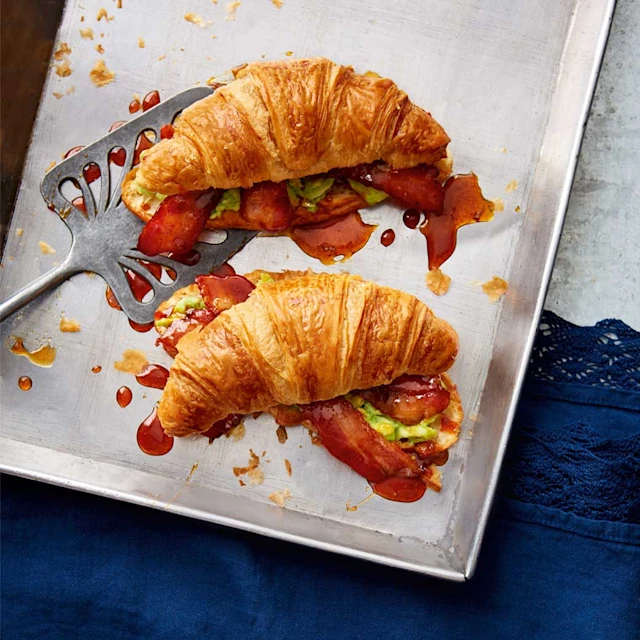 Smoky bacon, maple and avo croissants