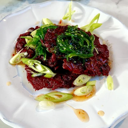 Beetroot Kimchi Pancakes