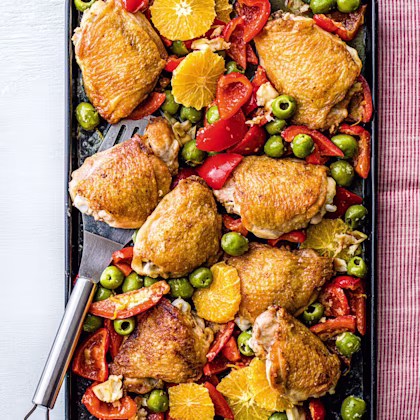 Roast Chicken with Olives, Oranges and Peppers