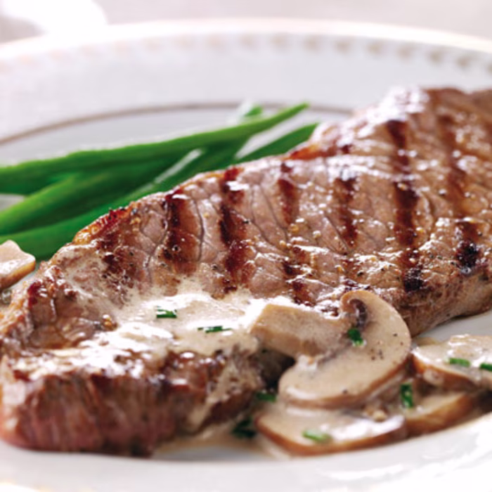 Sirloin Steaks with a Whisky and Mushroom Sauce