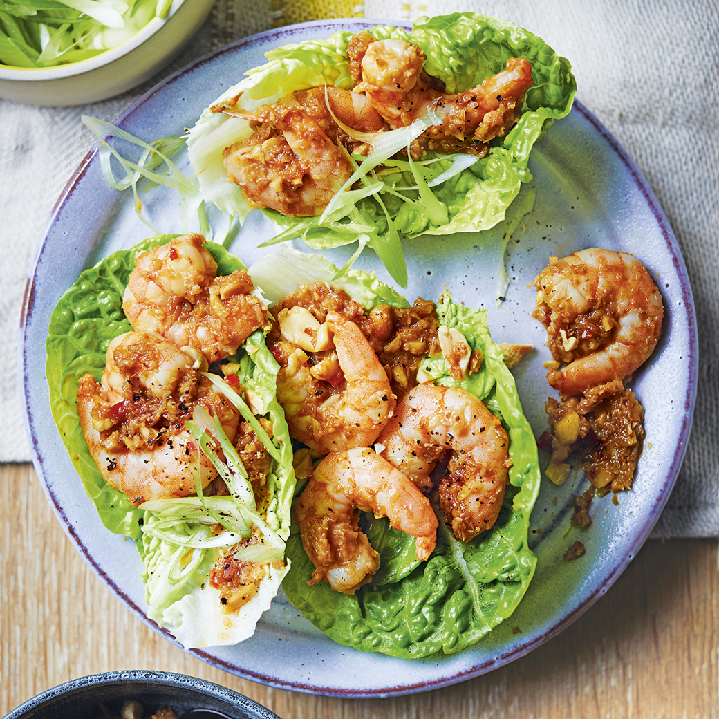 Thai-style Lettuce Cups with Sticky Tamarind Prawns