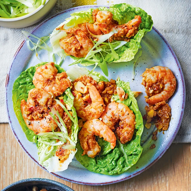 Thai-style Lettuce Cups with Sticky Tamarind Prawns