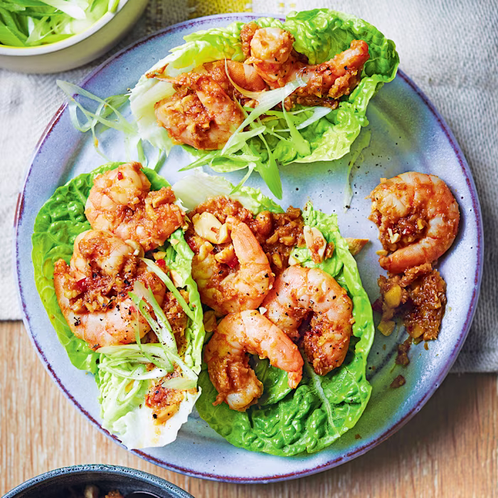 Thai-style Lettuce Cups with Sticky Tamarind Prawns