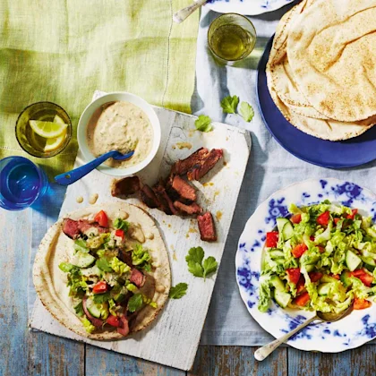 Posh Lamb Kebab with Baharat Tahini Sauce