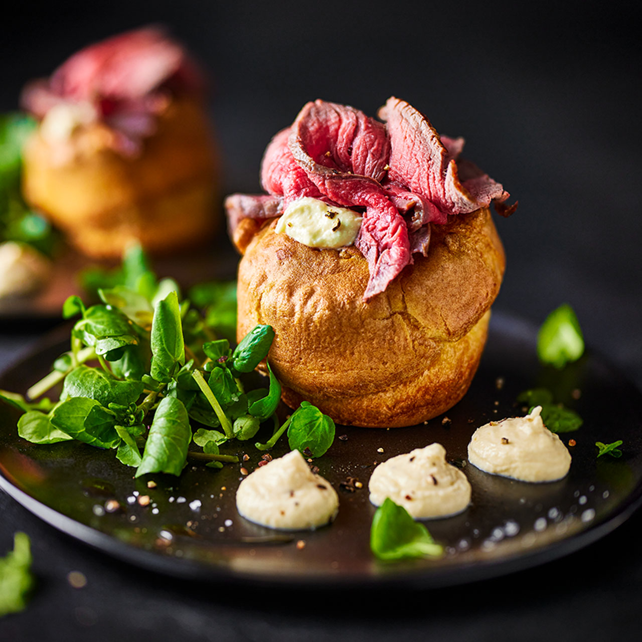 Air Fryer Mini Yorkshire Puddings with Roast Beef