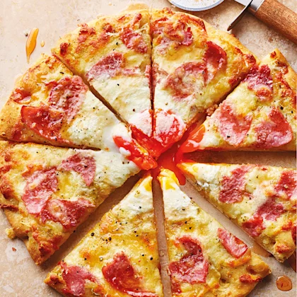 Ham and Egg Pizza with Hot Honey