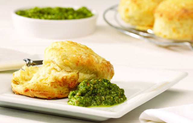 Double Cheese Scones with Rocket Pesto