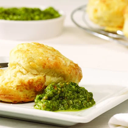 Double Cheese Scones with Rocket Pesto