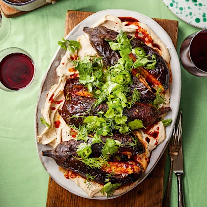 Roasted Aubergines with Whipped Tahini