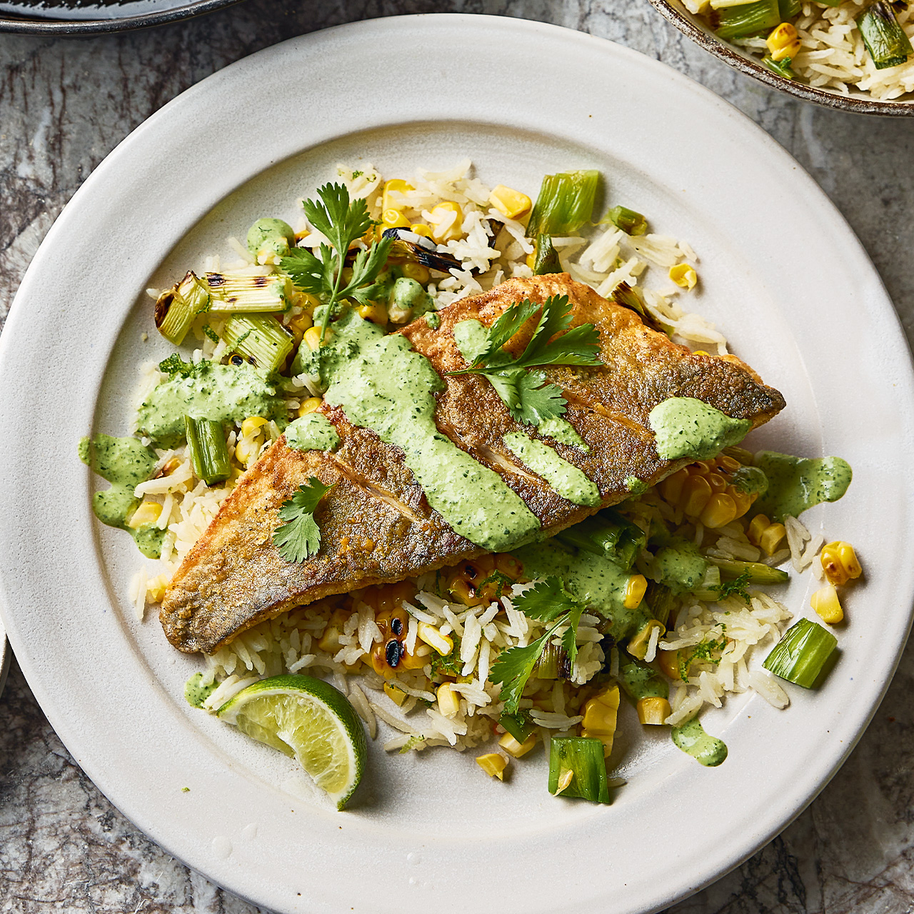 Crispy Sea Bass with Green Sauce