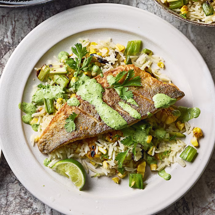Crispy Sea Bass with Green Sauce