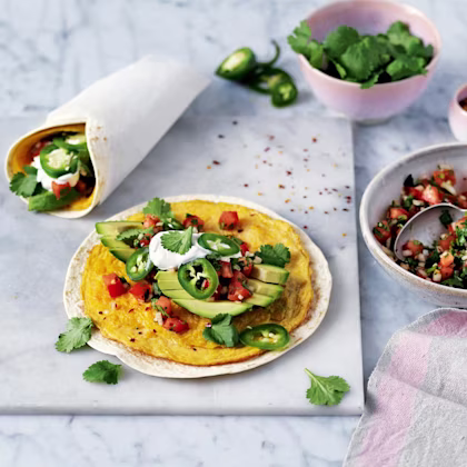 Omelette Wrap with Avocado, Tomato Salsa and Chilli