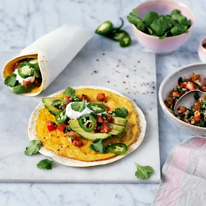Omelette Wrap with Avocado, Tomato Salsa and Chilli