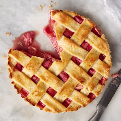 Rhubarb and Ginger Lattice Pie