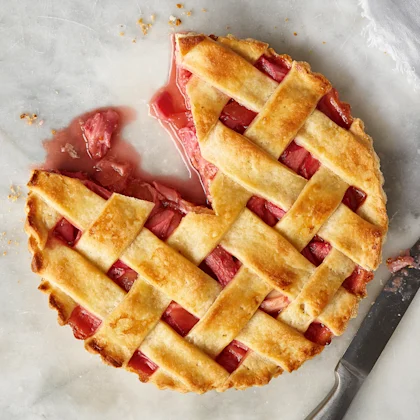 Rhubarb and Ginger Lattice Pie