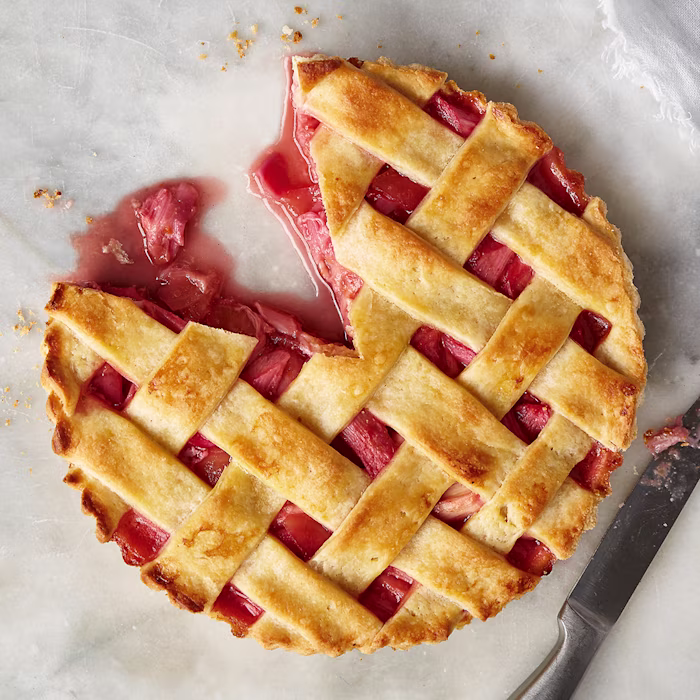 Rhubarb and Ginger Lattice Pie