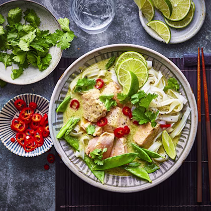 Tom Kerridge’s Asian-Inspired Salmon and Green Curry Noodle Bowl