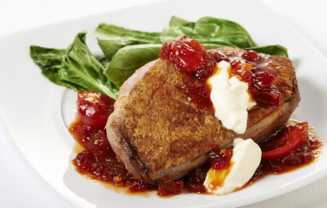 Duck Breasts with Creme Fraiche and Sweet Chilli & Tomato Jam