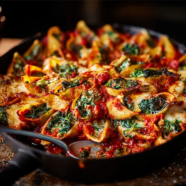 Tom Kerridge’s Baked Greens and Ricotta Pasta Shells